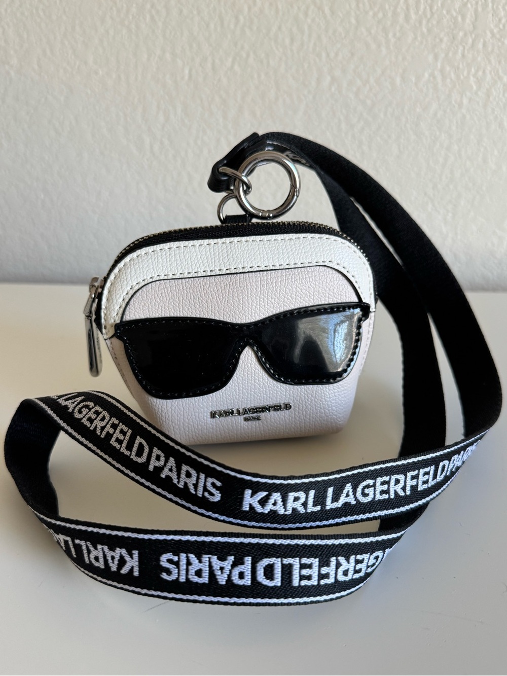 Karl Lagerfeld White Mini Sunglasses Applique Crossbody Pouch
